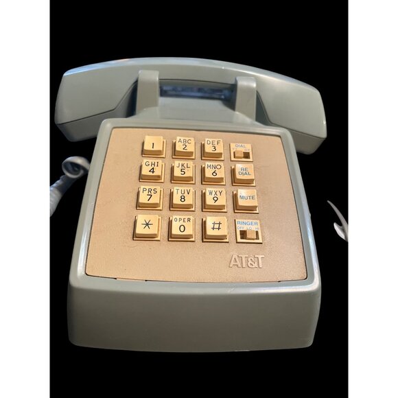 Vintage AT&T Traditional 100 Blue Push Button Phone Corded Landline - Picture 2 of 5